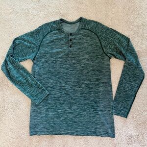 Lululemon Metal Vent Tech Teal Long Sleeve Henley Men’s Shirt